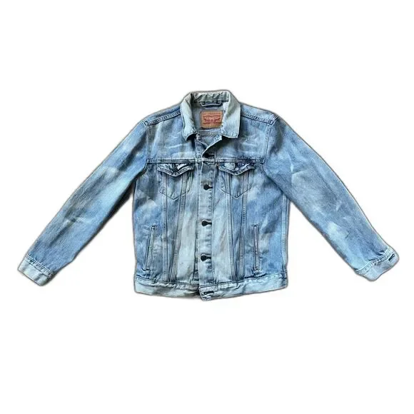LEVI STRAUSS & CO Levi's Blue White Tie Dye Denim Jacket   Mens Size Large - Picture 3 of 11